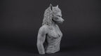Female Werewolf Bust 110mm | Unpainted 3D Printed Fantasy Miniature | Hobby Painting Display Piece | Standard or Themed Plinth