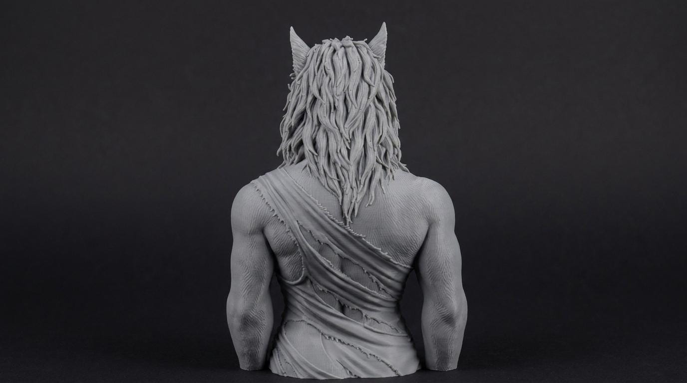Female Werewolf Bust 110mm | Unpainted 3D Printed Fantasy Miniature | Hobby Painting Display Piece | Standard or Themed Plinth
