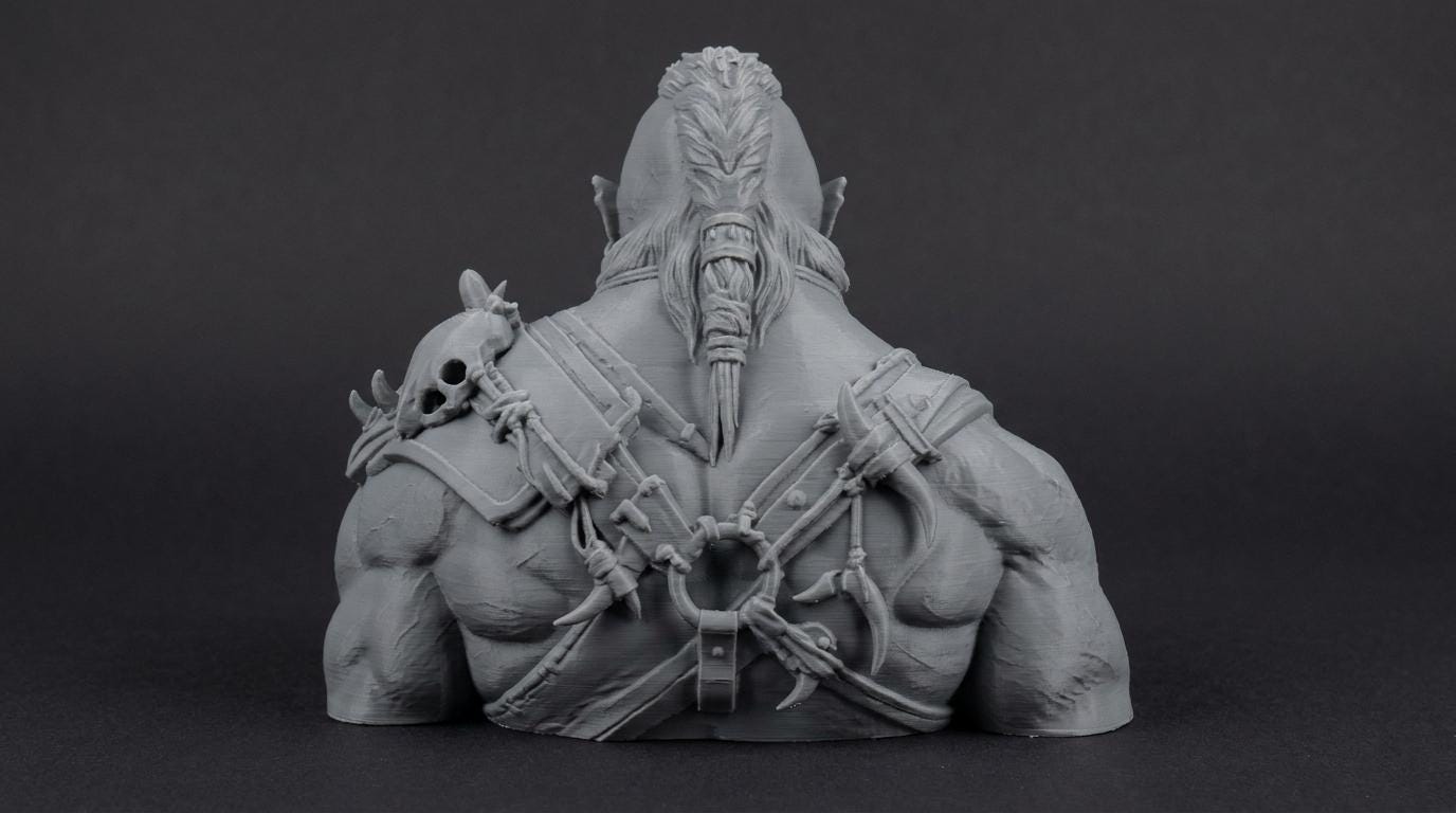 Orc Warlord Bust 110mm | Unpainted 3D Printed Fantasy Miniature | Hobby Painting Display Piece | Standard or Themed Plinth