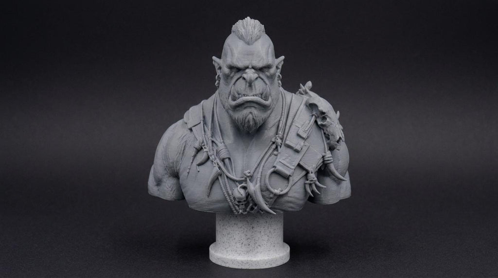 Orc Warlord Bust 110mm | Unpainted 3D Printed Fantasy Miniature | Hobby Painting Display Piece | Standard or Themed Plinth
