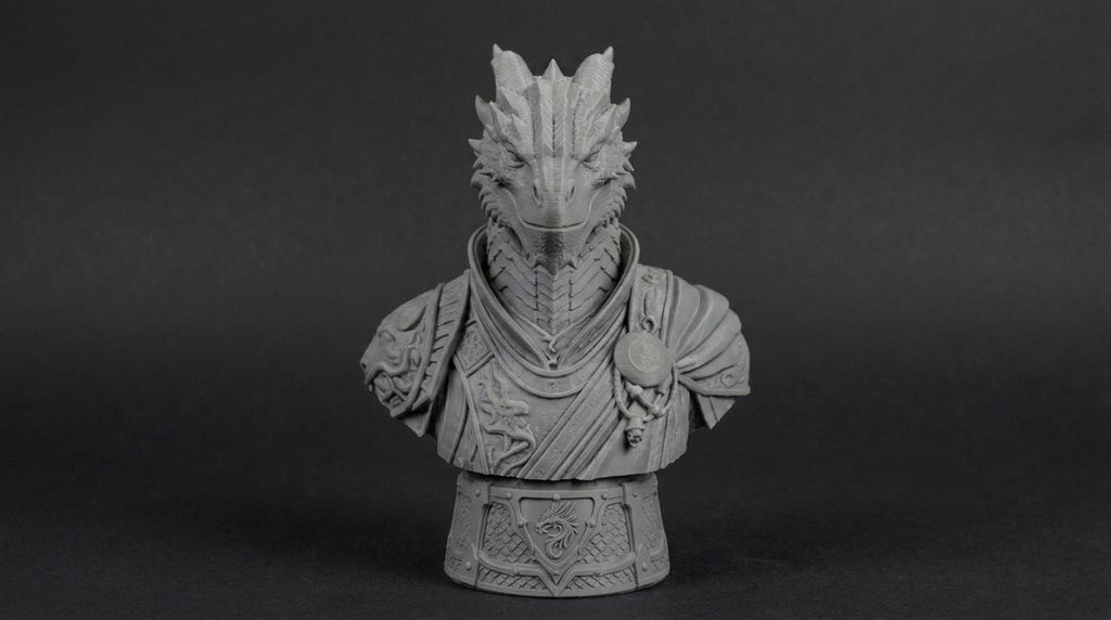 Dragonborn Bust 110mm | Unpainted 3D Printed Fantasy Miniature | Hobby Painting Display Piece | Standard or Themed Plinth