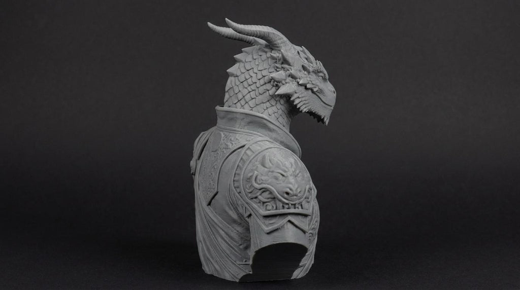 Dragonborn Bust 110mm | Unpainted 3D Printed Fantasy Miniature | Hobby Painting Display Piece | Standard or Themed Plinth