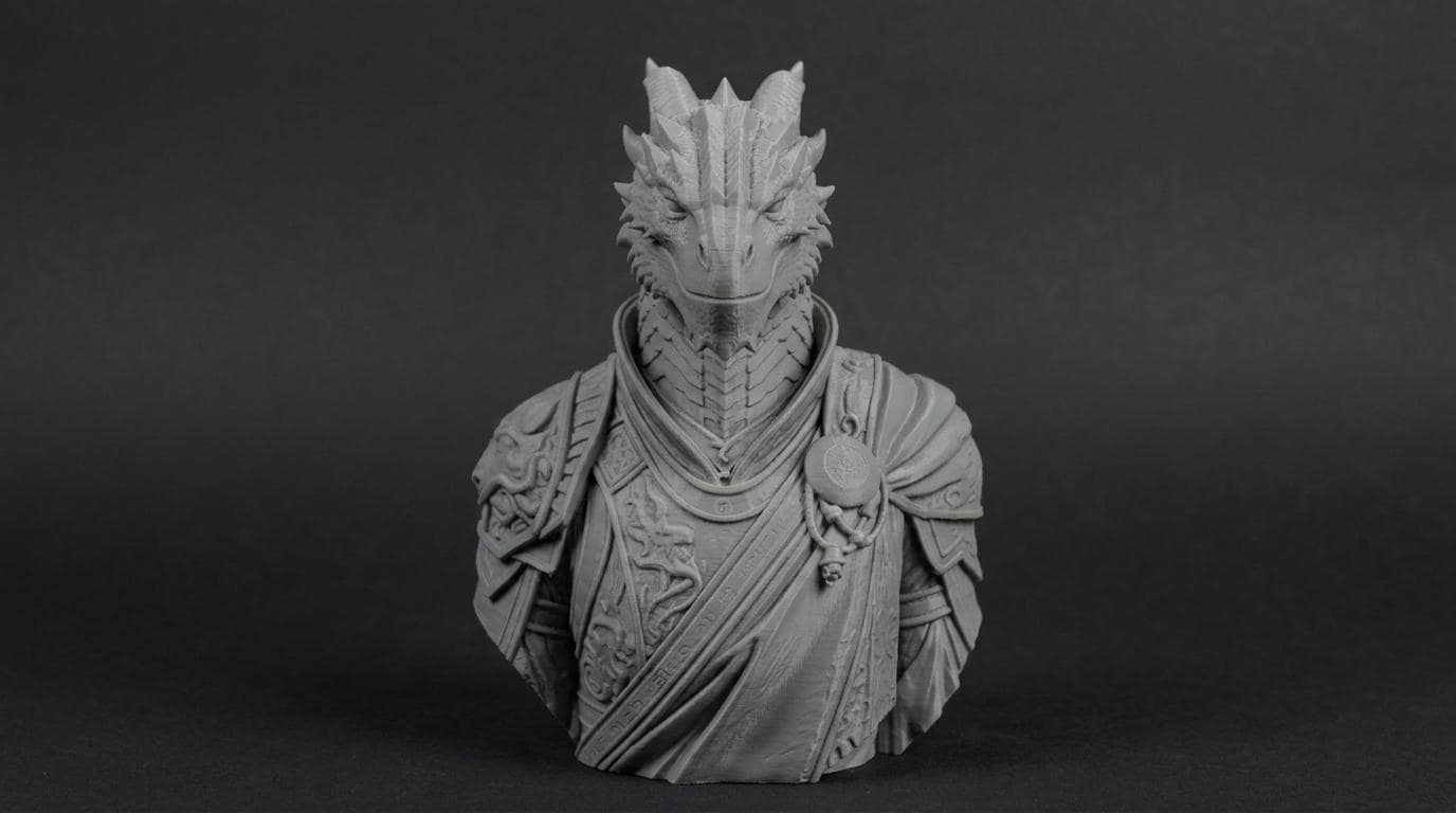Dragonborn Bust 110mm | Unpainted 3D Printed Fantasy Miniature | Hobby Painting Display Piece | Standard or Themed Plinth