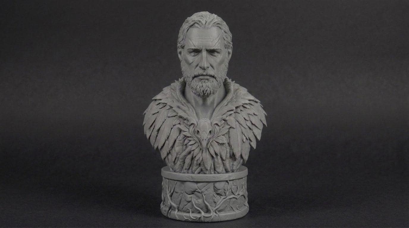 Druid Bust 110mm | Unpainted 3D Printed Fantasy Miniature | Hobby Painting Display Piece | Standard or Themed Plinth