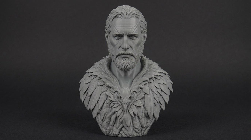 Druid Bust 110mm | Unpainted 3D Printed Fantasy Miniature | Hobby Painting Display Piece | Standard or Themed Plinth