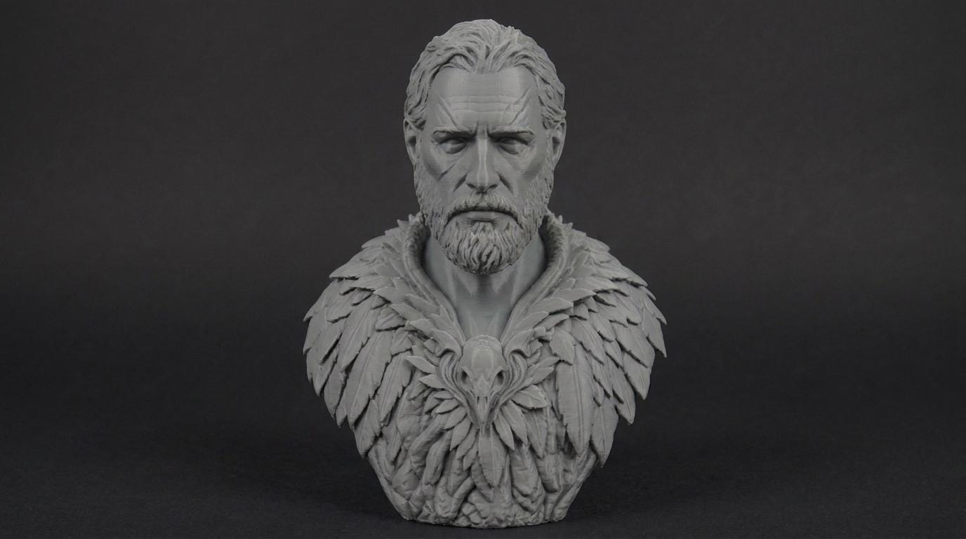 Druid Bust 110mm | Unpainted 3D Printed Fantasy Miniature | Hobby Painting Display Piece | Standard or Themed Plinth