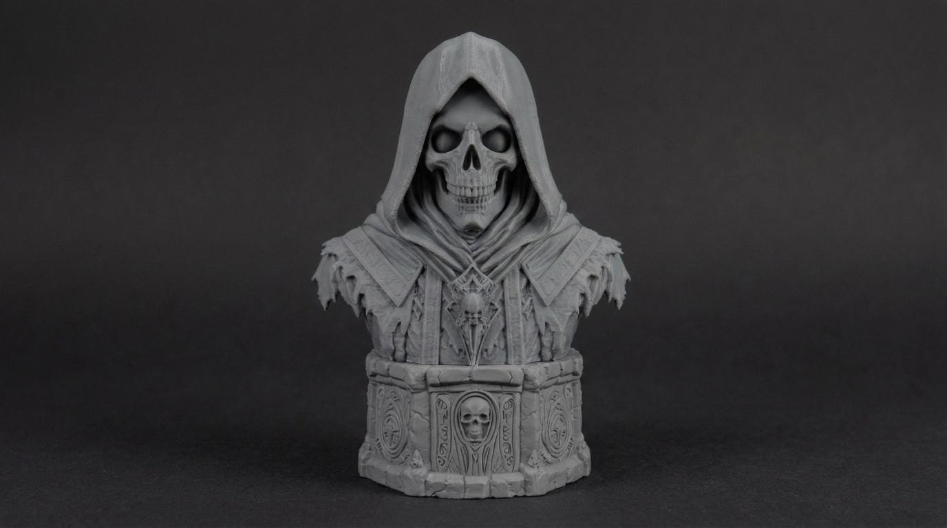 Necromancer Bust 110mm | Unpainted 3D Printed Fantasy Miniature | Hobby Painting Display Piece | Standard or Themed Plinth