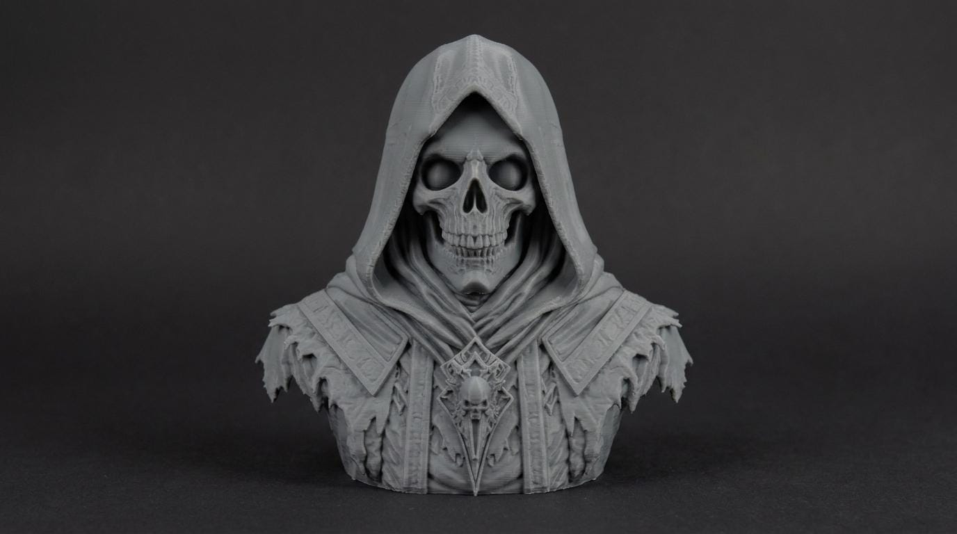 Necromancer Bust 110mm | Unpainted 3D Printed Fantasy Miniature | Hobby Painting Display Piece | Standard or Themed Plinth