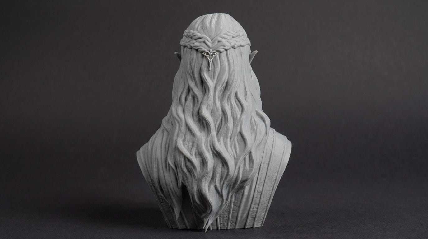 Elven Sorceress Bust 110mm | Unpainted 3D Printed Fantasy Miniature | Hobby Painting Display Piece | Standard or Themed Plinth