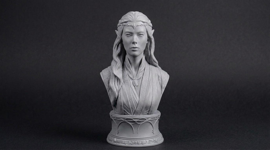 Elven Sorceress Bust 110mm | Unpainted 3D Printed Fantasy Miniature | Hobby Painting Display Piece | Standard or Themed Plinth
