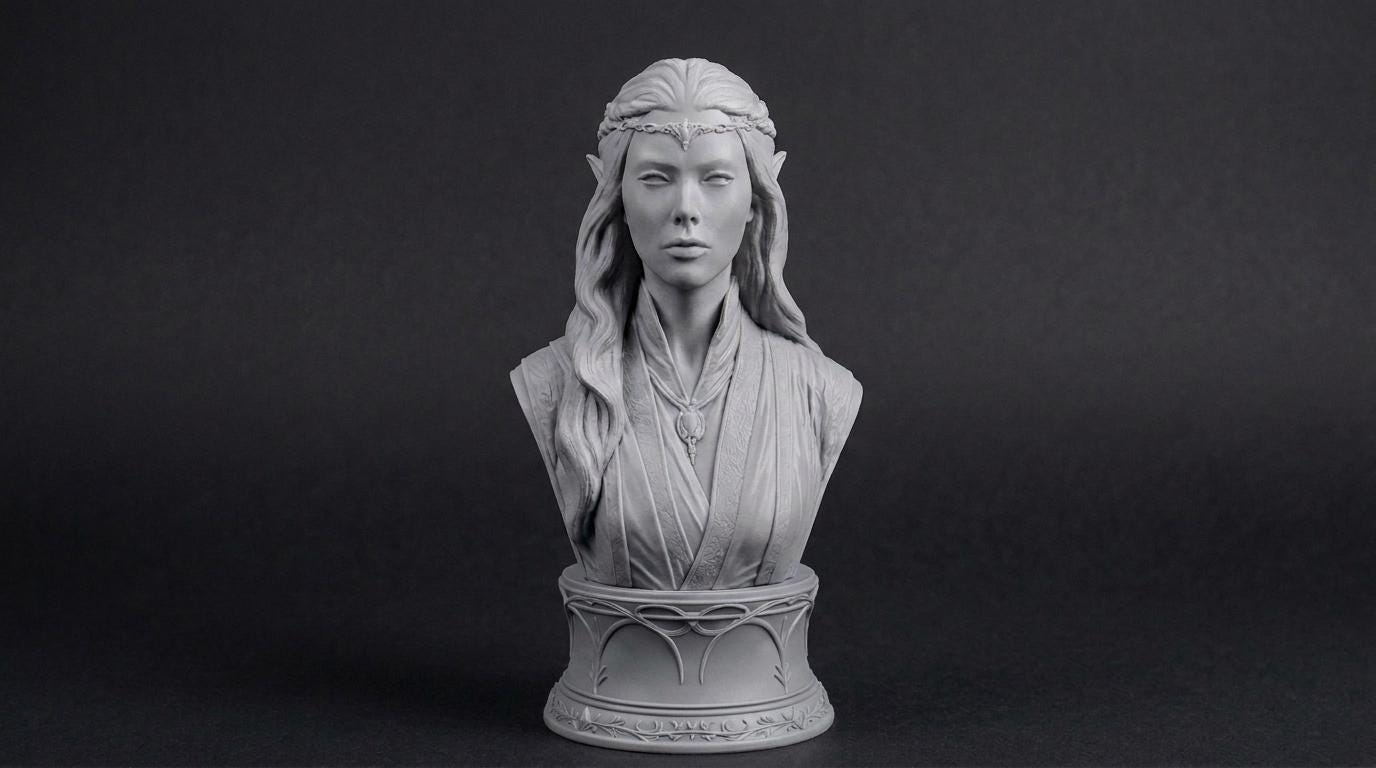 Elven Sorceress Bust 110mm | Unpainted 3D Printed Fantasy Miniature | Hobby Painting Display Piece | Standard or Themed Plinth
