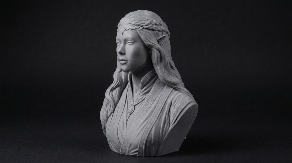 Elven Sorceress Bust 110mm | Unpainted 3D Printed Fantasy Miniature | Hobby Painting Display Piece | Standard or Themed Plinth