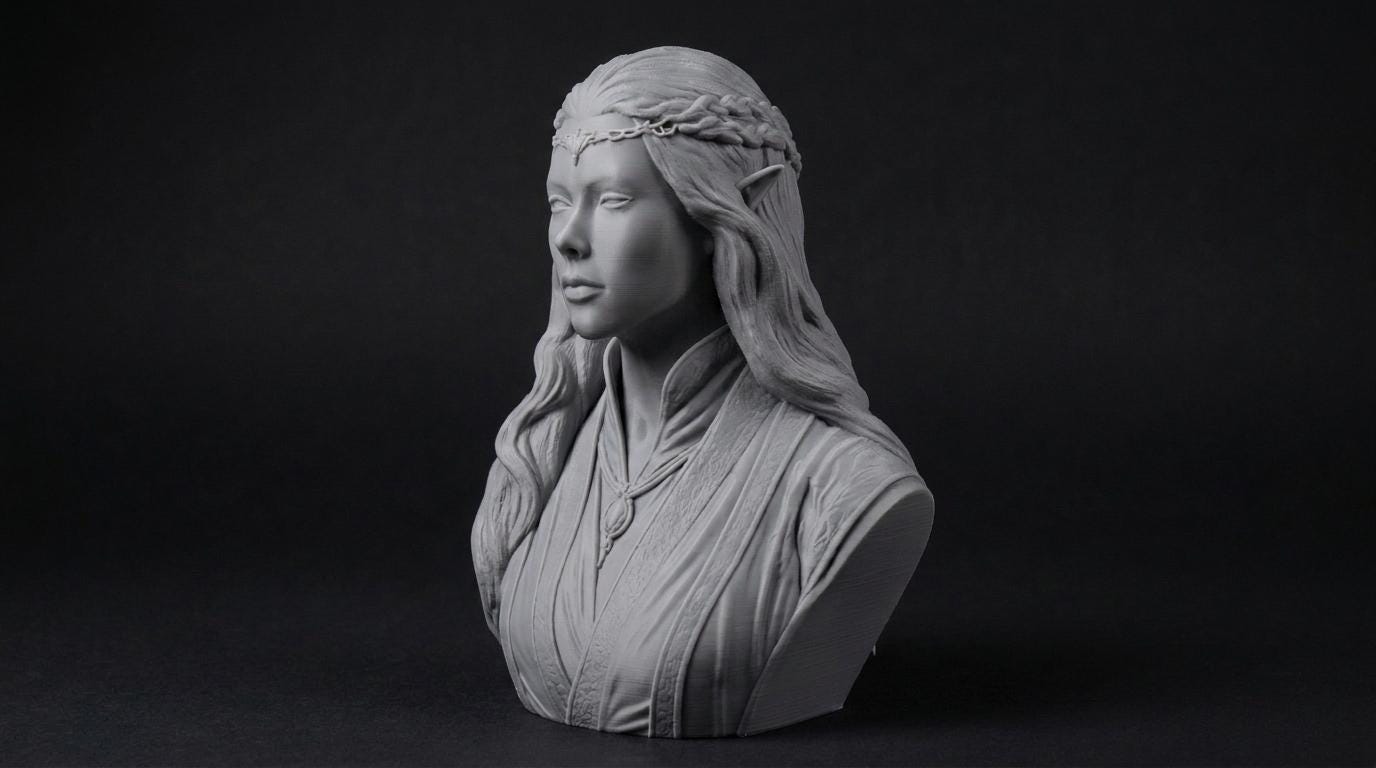 Elven Sorceress Bust 110mm | Unpainted 3D Printed Fantasy Miniature | Hobby Painting Display Piece | Standard or Themed Plinth