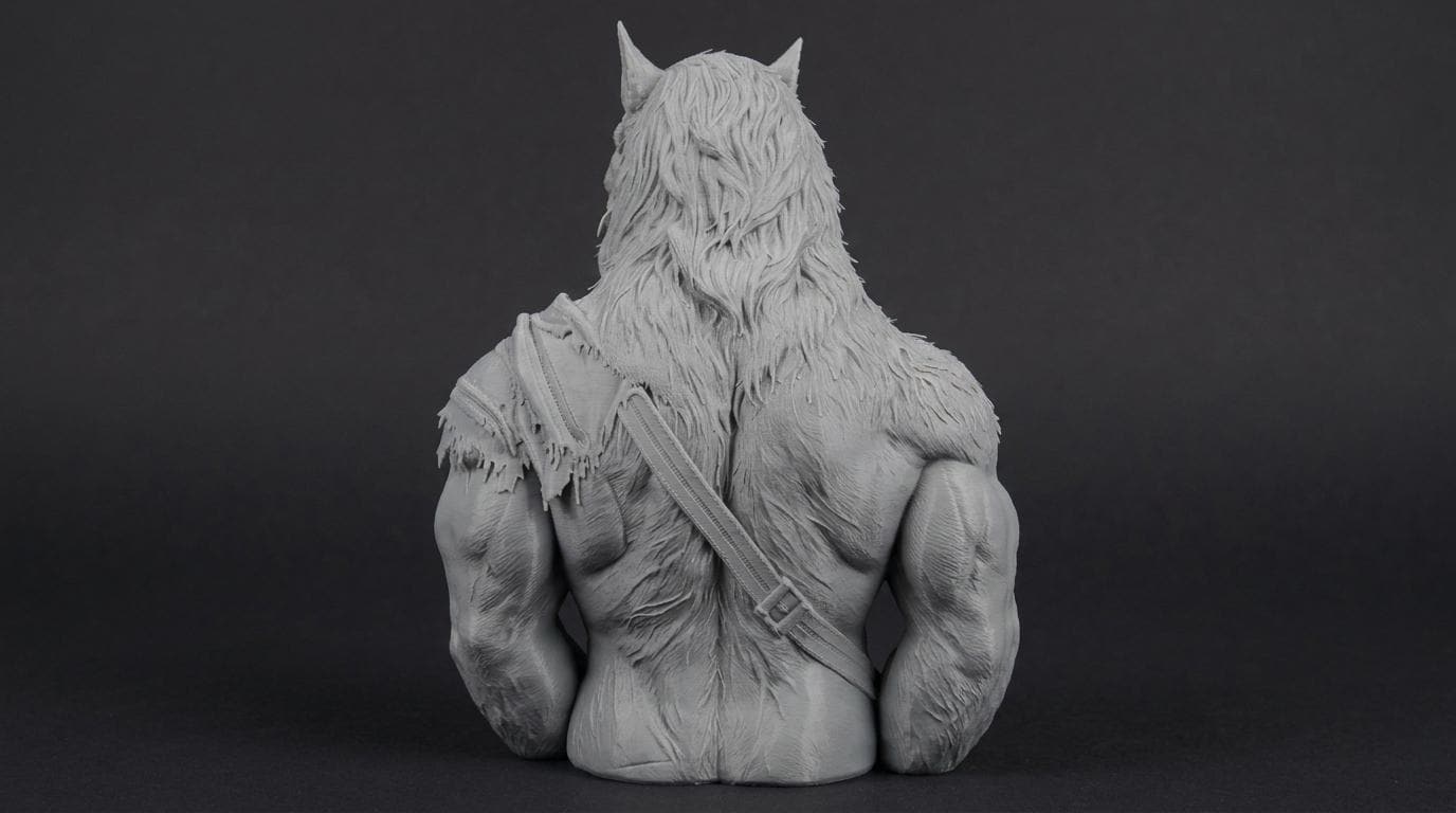 Werewolf Bust 110mm | Unpainted 3D Printed Fantasy Miniature | Hobby Painting Display Piece | Standard or Themed Plinth