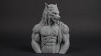 Werewolf Bust 110mm | Unpainted 3D Printed Fantasy Miniature | Hobby Painting Display Piece | Standard or Themed Plinth