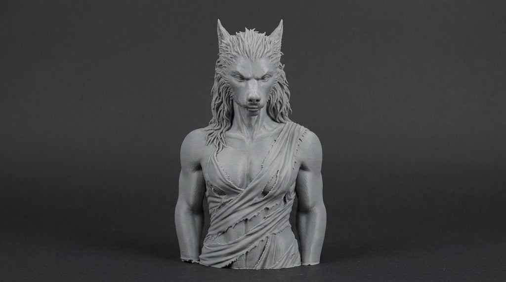Female Werewolf Bust 110mm | Unpainted 3D Printed Fantasy Miniature | Hobby Painting Display Piece | Standard or Themed Plinth