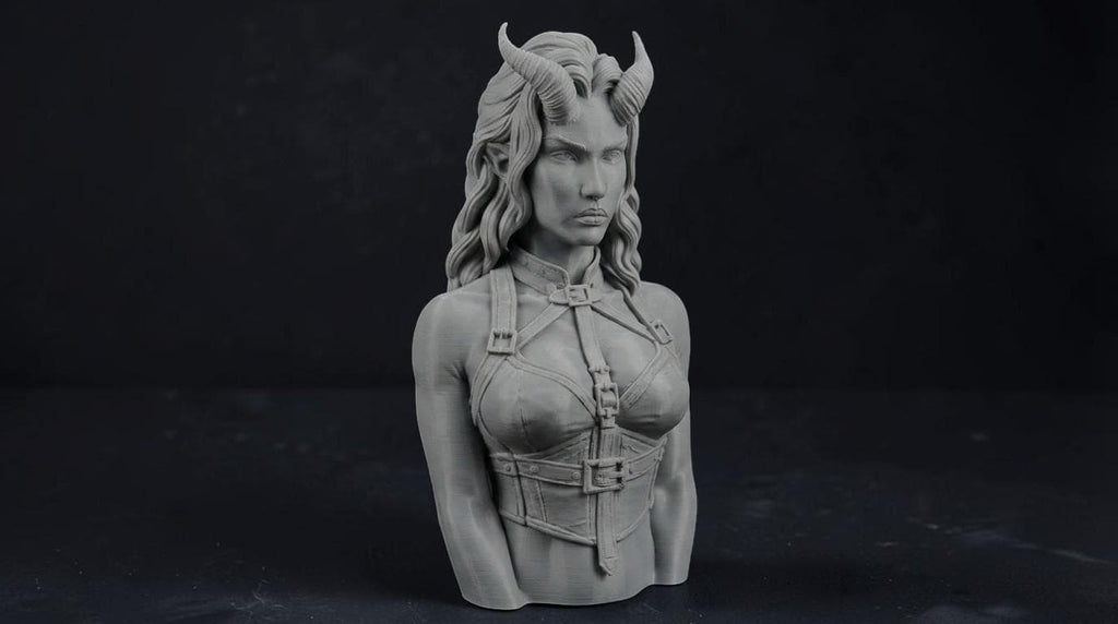 Succubus Bust 110mm | Unpainted 3D Printed Fantasy Miniature | Hobby Painting Display Piece | Standard or Themed Plinth