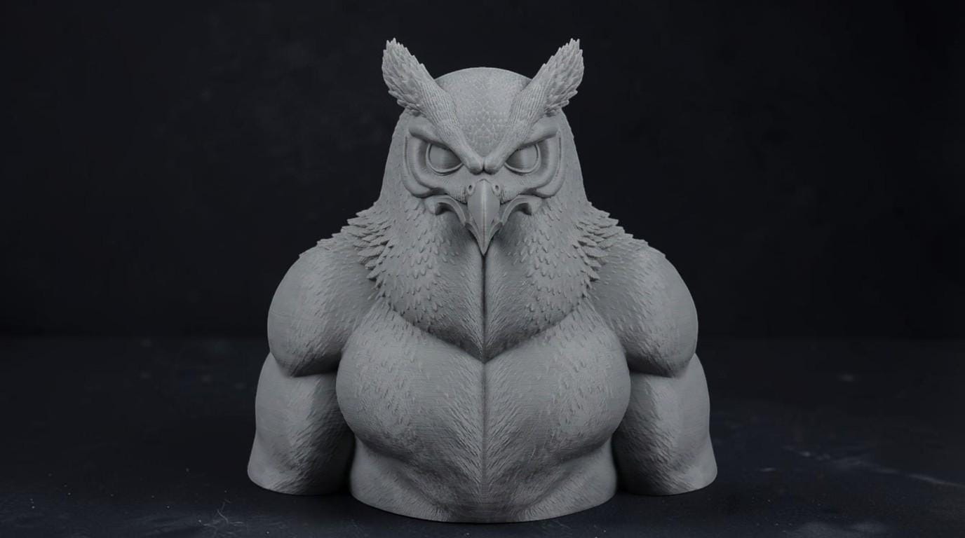 Female Owlbear Bust 110mm | Unpainted 3D Printed Fantasy Miniature | Hobby Painting Display Piece | Standard or Themed Plinth