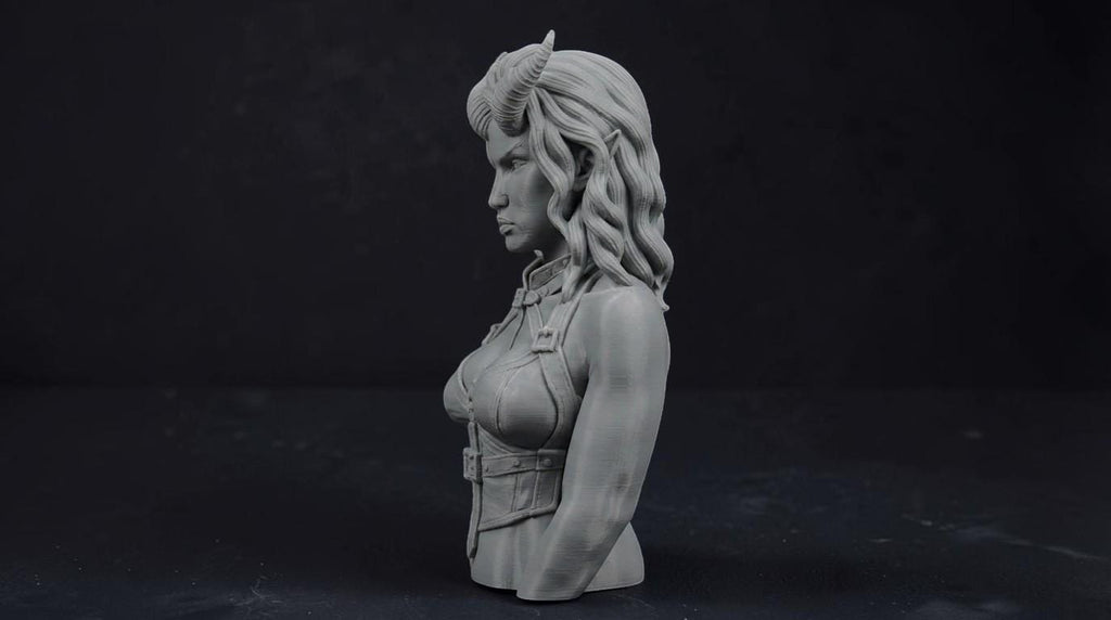 Succubus Bust 110mm | Unpainted 3D Printed Fantasy Miniature | Hobby Painting Display Piece | Standard or Themed Plinth