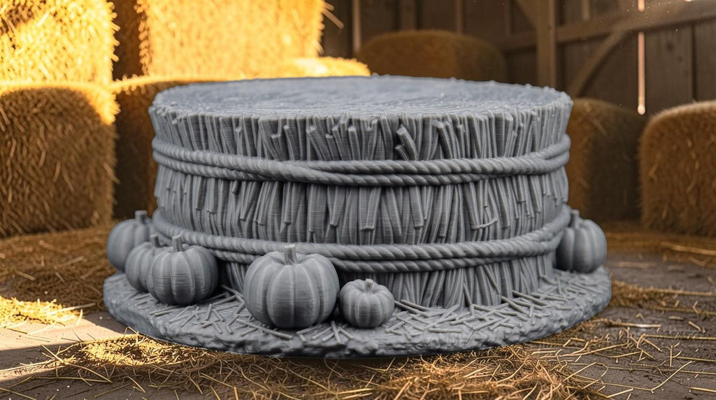 Paintable Jack-O-Lantern Bust | 3D Printed Halloween Miniature | Hay-Bale Plinth Included | Paint Your Own Pumpkin | Spooky Decor | Gift